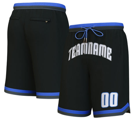 Custom Black White-Blue Personalized Basketball Shorts