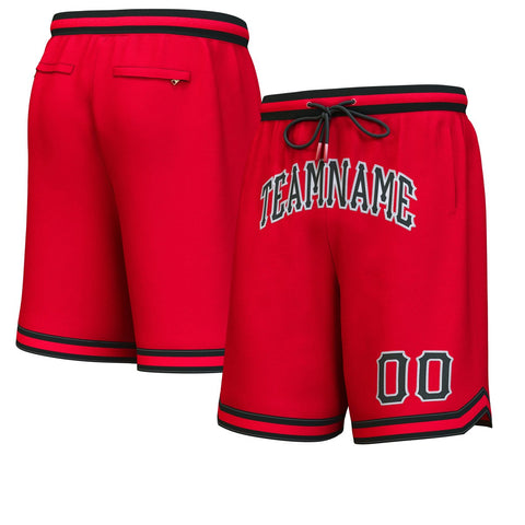Custom Red Black-White Personalized Basketball Shorts