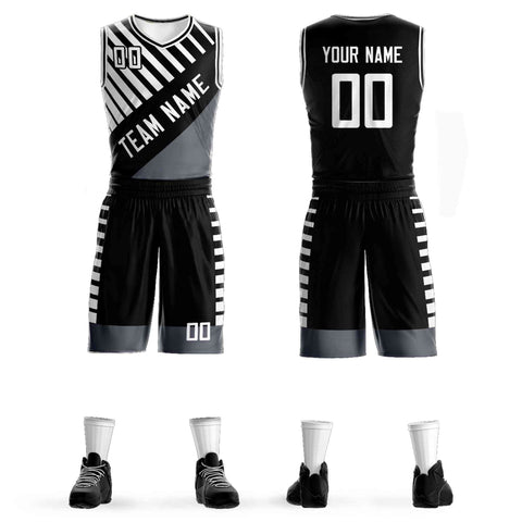 Custom Black White Graffiti Pattern Sets Bar Element Basketball Jersey