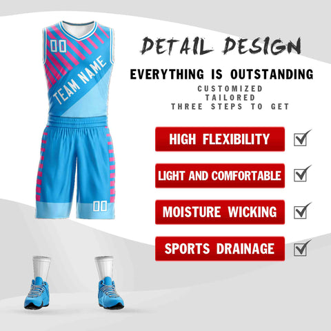 Custom Powder Blue White Graffiti Pattern Sets Bar Element Basketball Jersey