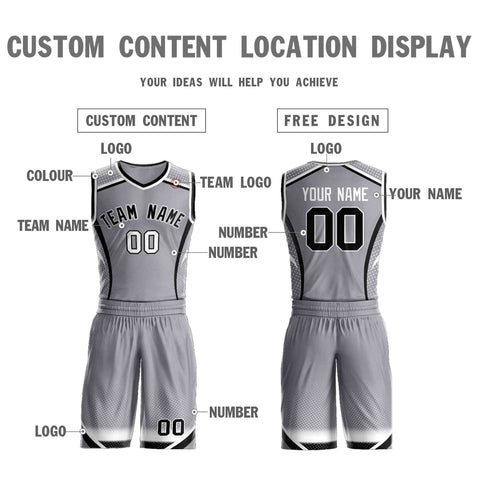 Custom Gray Black-White Graffiti Pattern Sets Points Element Basketball Jersey