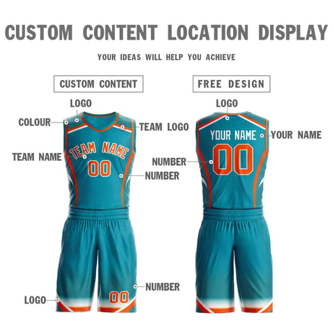 Custom Aqua Orange-White Graffiti Pattern Sets Points Element Basketball Jersey
