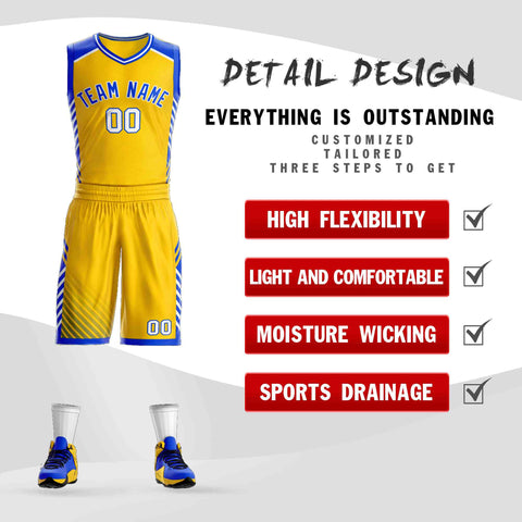 Custom Gold Royal-White Graffiti Pattern Sets Bar Element Basketball Jersey
