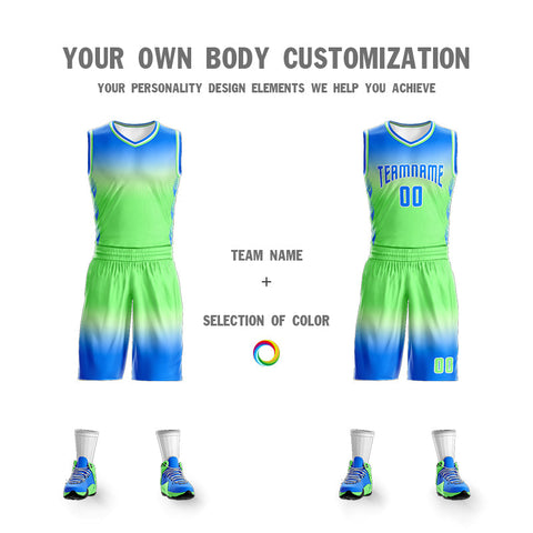 Custom Light Blue White Blue-White Gradient Fashion Sets Basketball Jersey