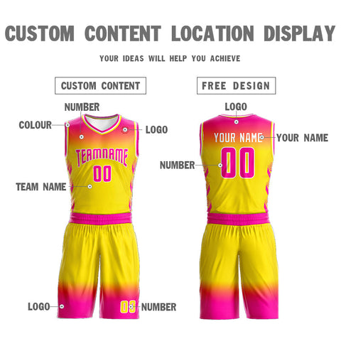 Custom Rose Pink Yellow Rose Pink-White Gradient Fashion Sets Basketball Jersey