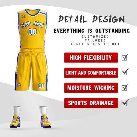 Custom Gold White Royal Classic Sets Mesh Basketball Jersey
