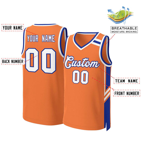 Custom Orange White Royal Classic Tops Mesh Basketball Jersey