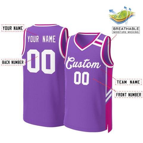 Custom Purple White Classic Tops Mesh Basketball Jersey