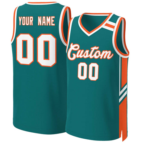Custom Aqua Orange White Classic Tops Mesh Basketball Jersey
