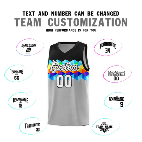 Custom Black Gray-White Personalized Colorful Basketball Jersey Sets