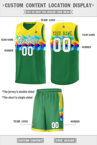 Custom Gold Kelly Green-White Personalized Colorful Basketball Jersey Sets