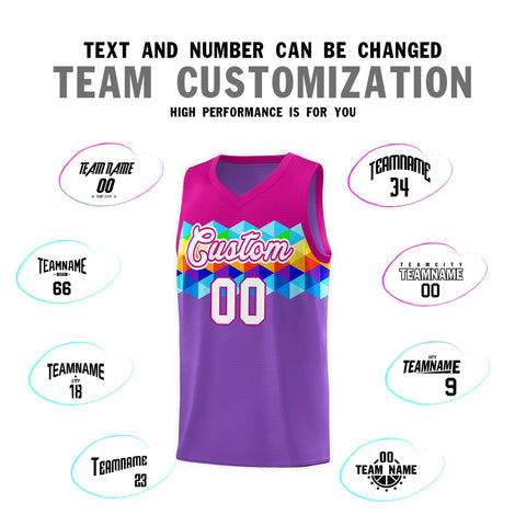 Custom Rose Pink Purple-White Personalized Colorful Basketball Jersey Sets