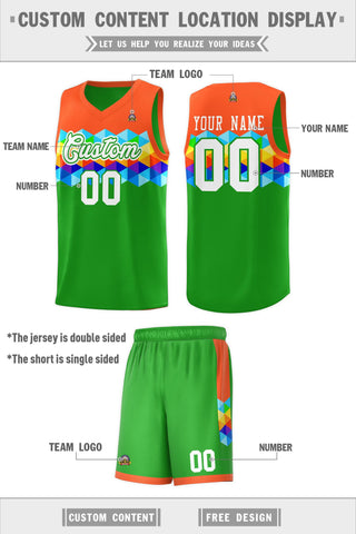 Custom Orange Green-White Personalized Colorful Basketball Jersey Sets