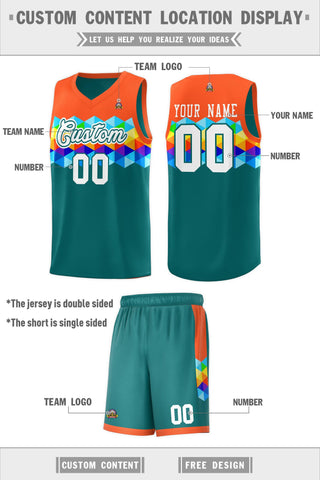 Custom Orange Aqua-White Personalized Colorful Basketball Jersey Sets