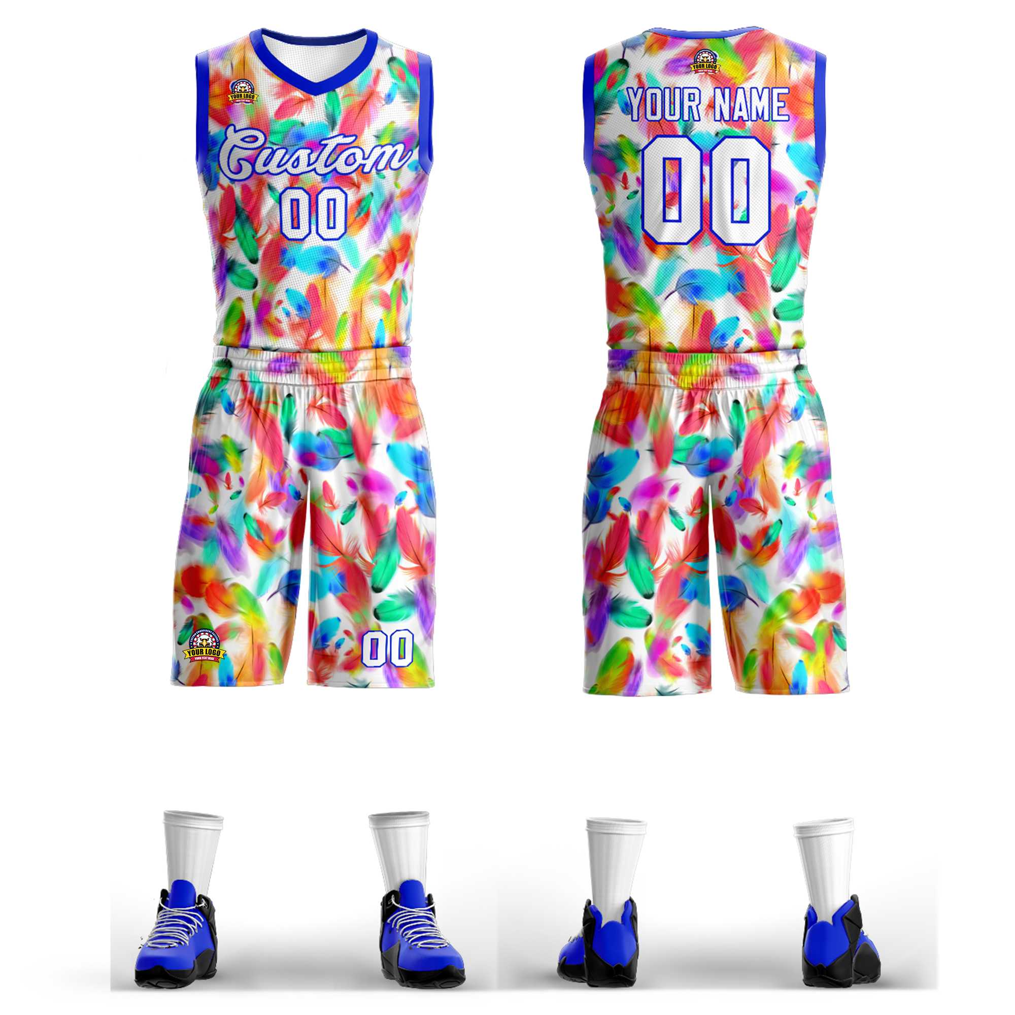 Custom Basketball Jersey Set Camouflage Graffiti Printing Team