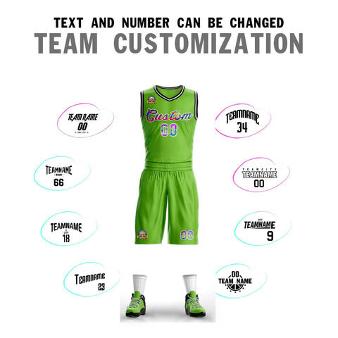 Custom Neon Green White Graffiti Pattern Sets Mesh Basketball Jersey