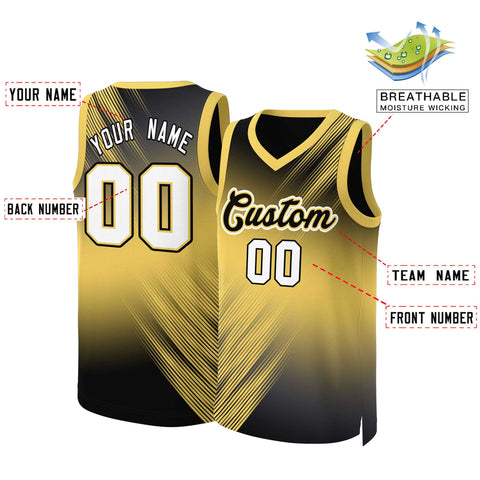 Custom Yellow Black-Yellow Gradient Fashion Tops Slash Basketball Jersey