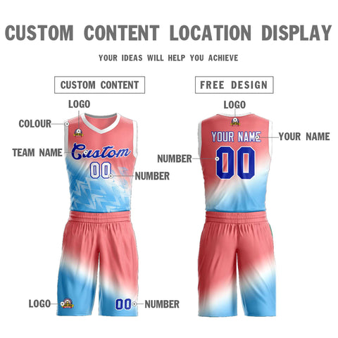 Custom Red Blue-Royal Gradient Fashion Sets Slash Basketball Jersey