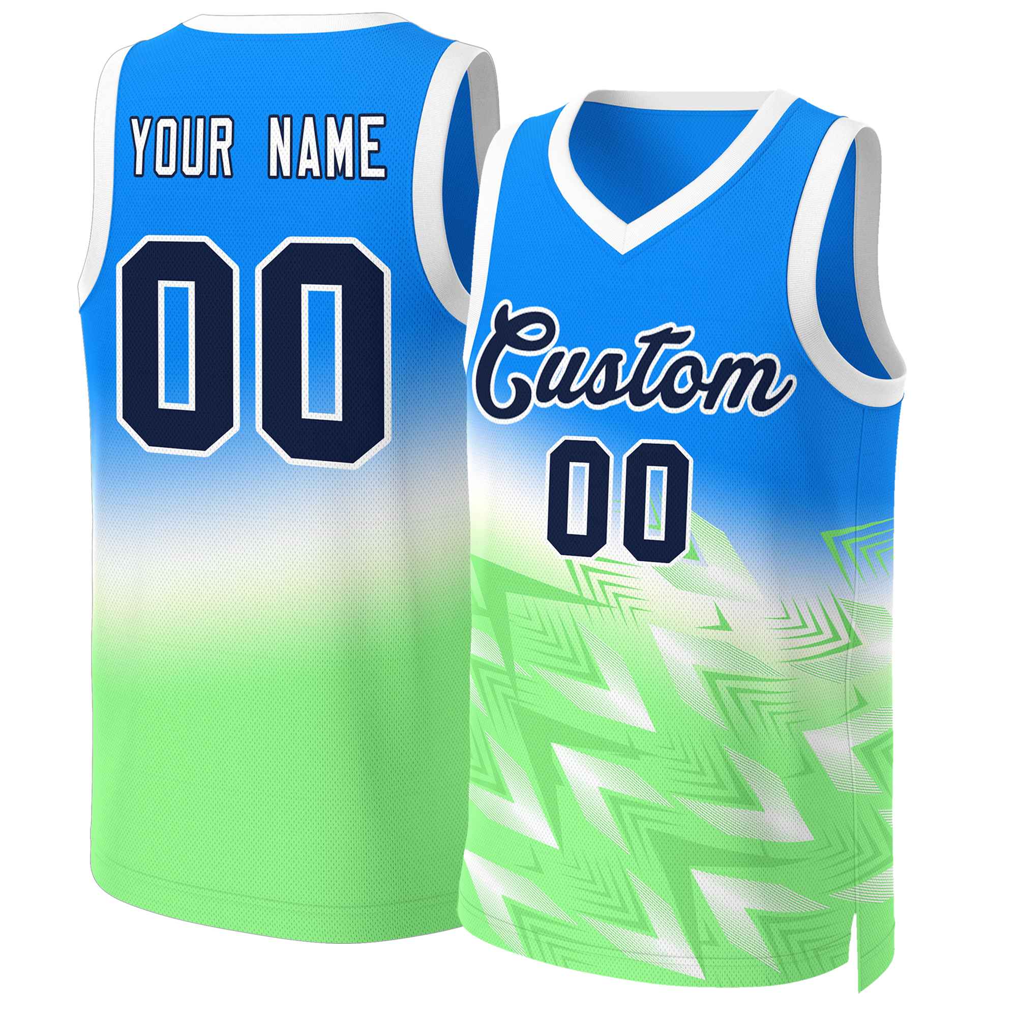Gradient Stripe Blue Personalized Basketball Uniforms | YoungSpeeds Mens