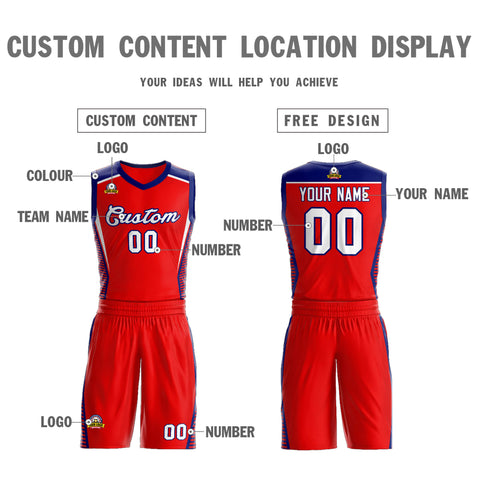 Custom Red White-Navy Classic Sets Mesh Basketball Jersey