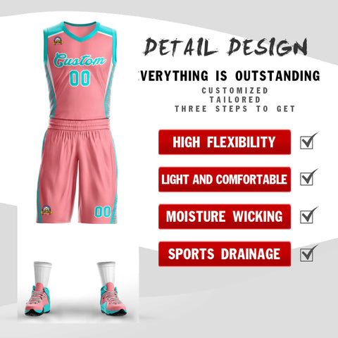 Custom Light Pink Aqua-White Classic Sets Mesh Basketball Jersey