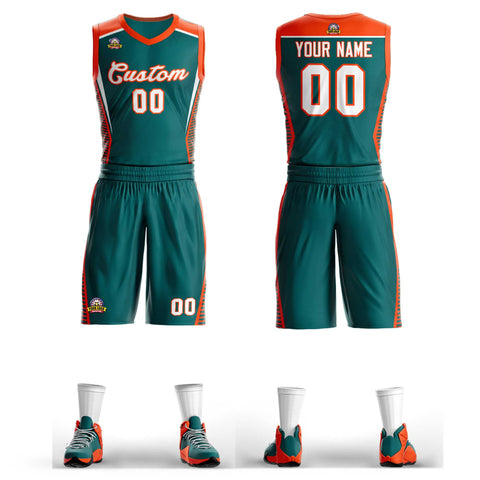 Custom Aqua White-Orange Classic Sets Mesh Basketball Jersey