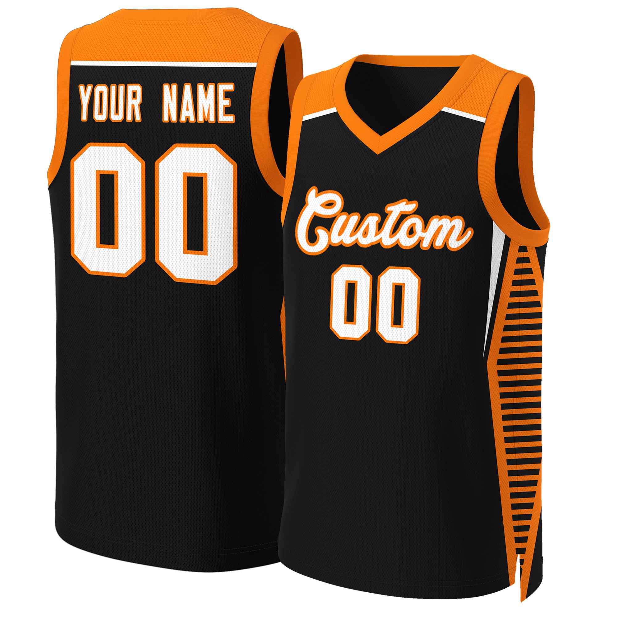 FANSIDEA Custom Cream Black Pinstripe Black-Orange Authentic Basketball Jersey Men's Size:S