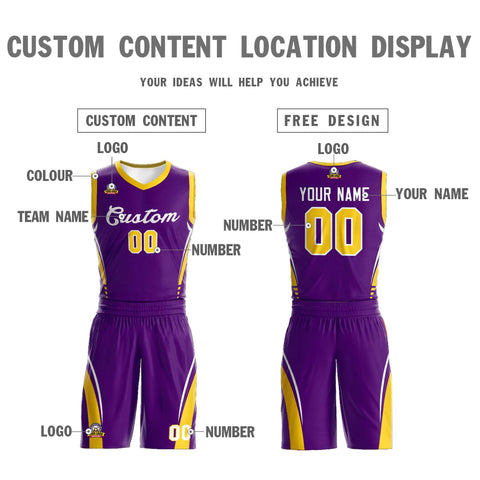 Custom Purple White Classic Sets Mesh Basketball Jersey