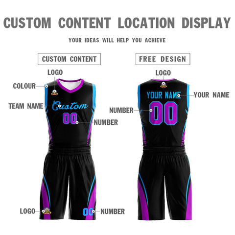 Custom Black Powder Blue Classic Sets Mesh Basketball Jersey