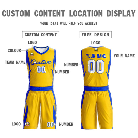 Custom Gold Royal Classic Sets Mesh Basketball Jersey