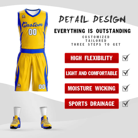 Custom Gold Royal Classic Sets Mesh Basketball Jersey