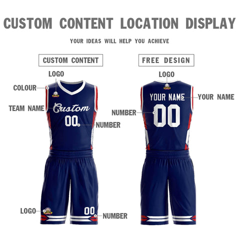 Custom Navy White Classic Sets Mesh Basketball Jersey