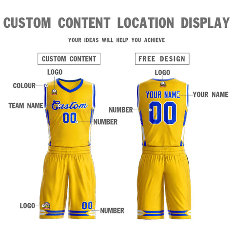 Custom Gold Blue Classic Sets Mesh Basketball Jersey