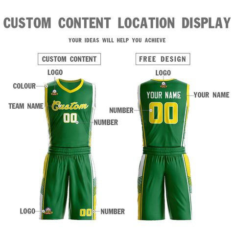 Custom Kelly Green Gold-White Classic Sets Sports Uniform Basketball Jersey