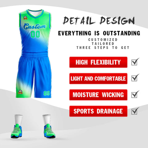 Custom Light Green Blue Gradient Fashion Sports Uniform Basketball Jersey
