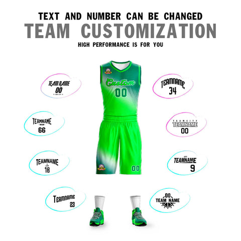 Custom Kelly Green Neon Green Gradient Fashion Sports Uniform Basketball Jersey