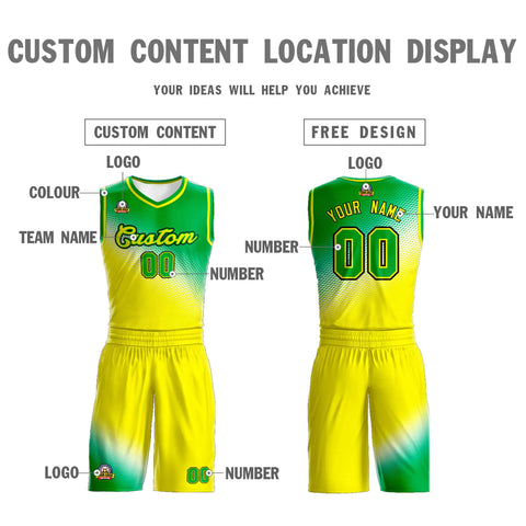 Custom Kelly Green Gold Gradient Fashion Sports Uniform Basketball Jersey