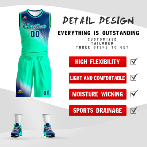 Custom Navy Neon Green Gradient Fashion Sports Uniform Basketball Jersey