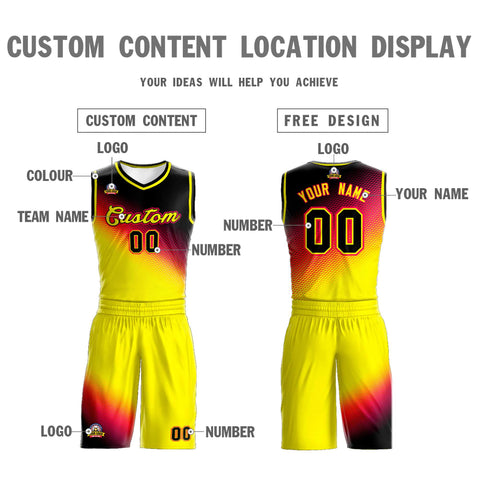 Custom Black Red-Gold Gradient Fashion Sports Uniform Basketball Jersey