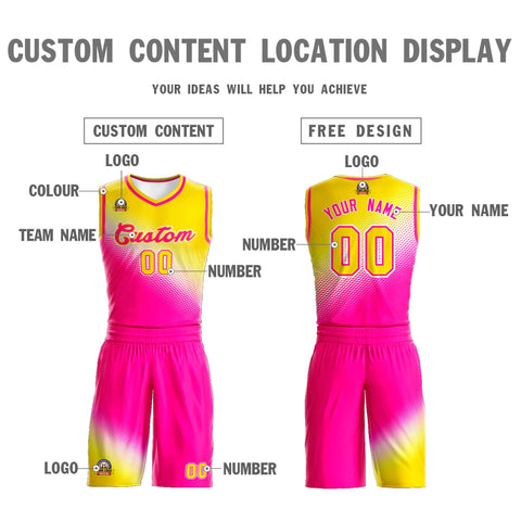 Custom Gold Rose Red Gradient Fashion Sports Uniform Basketball Jersey