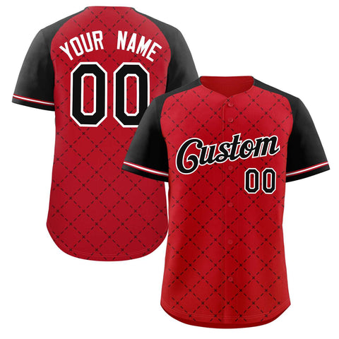Custom Red Black-White Rhombus Authentic Baseball Jersey