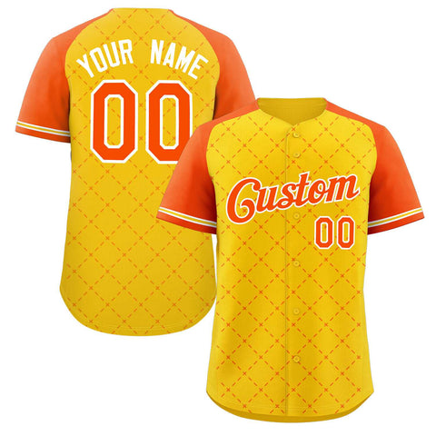 Custom Gold Orange-White Rhombus Authentic Baseball Jersey
