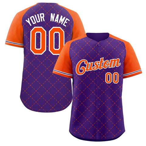 Custom Purple Orange-White Rhombus Authentic Baseball Jersey
