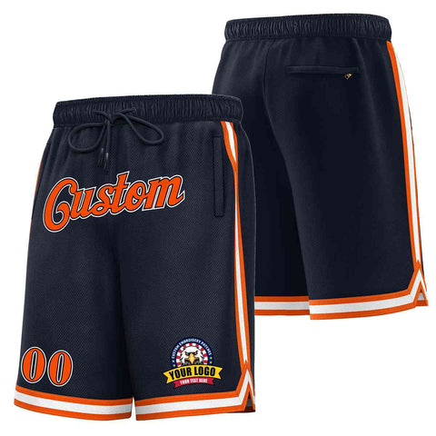 Custom Navy Orange-White Classic Style Basketball Mesh Shorts