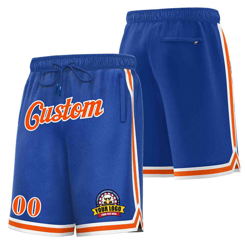 Custom Royal Orange-White Classic Style Basketball Mesh Shorts