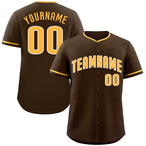Custom Brown Gold-White Bull Classic Style Authentic Baseball Jersey