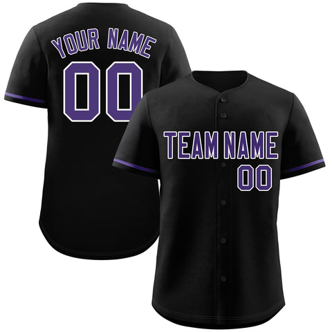 Custom Black Purple-White Classic Style Authentic Baseball Jersey