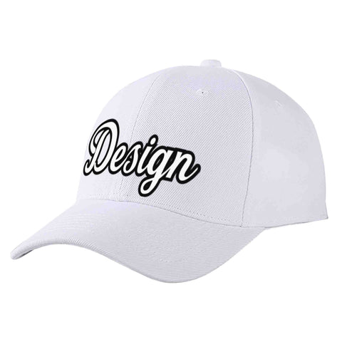 Custom White White-Black Curved Eaves Sport Design Baseball Cap