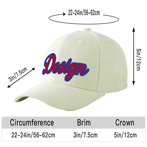 Custom Cream Red-Royal Curved Eaves Sport Design Baseball Cap
