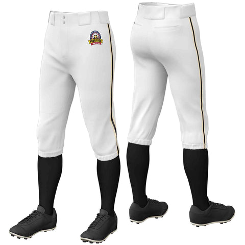 Custom White Khaki Black-Khaki Classic Fit Stretch Practice Knickers Baseball Pants